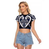 Custom Aotearoa Ngati Tuwharetoa Raglan Cropped T Shirt Maori Tribal Pattern