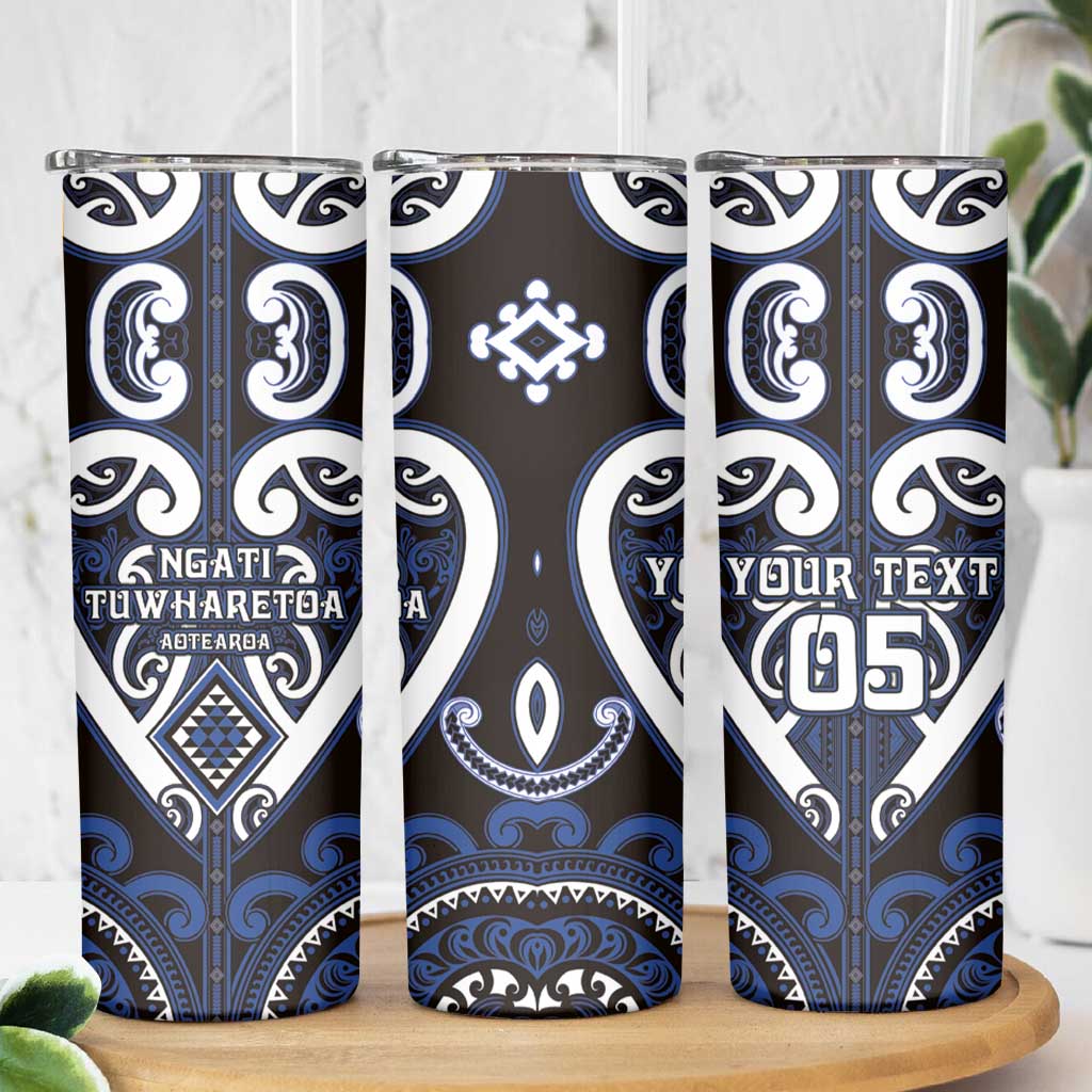 Custom Aotearoa Ngati Tuwharetoa Skinny Tumbler Maori Tribal Pattern