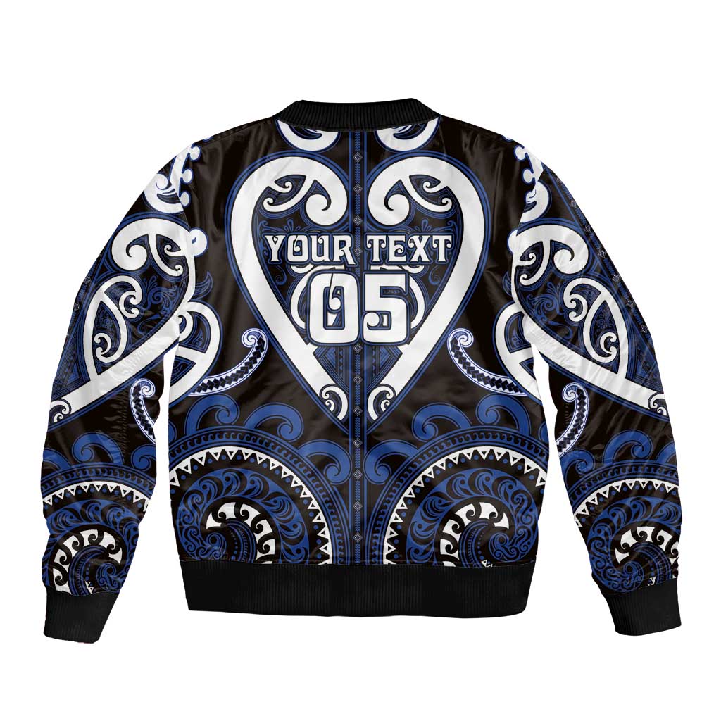 Custom Aotearoa Ngati Tuwharetoa Sleeve Zip Bomber Jacket Maori Tribal Pattern