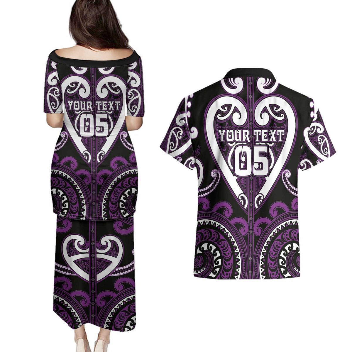 Custom Aotearoa Rangitane Couples Matching Puletasi and Hawaiian Shirt Maori Tribal Pattern