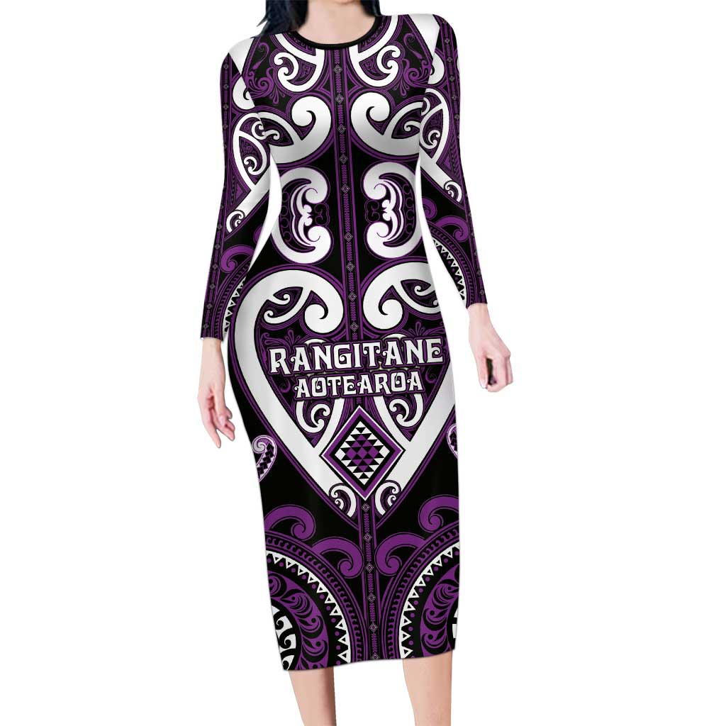 Custom Aotearoa Rangitane Family Matching Long Sleeve Bodycon Dress and Hawaiian Shirt Maori Tribal Pattern