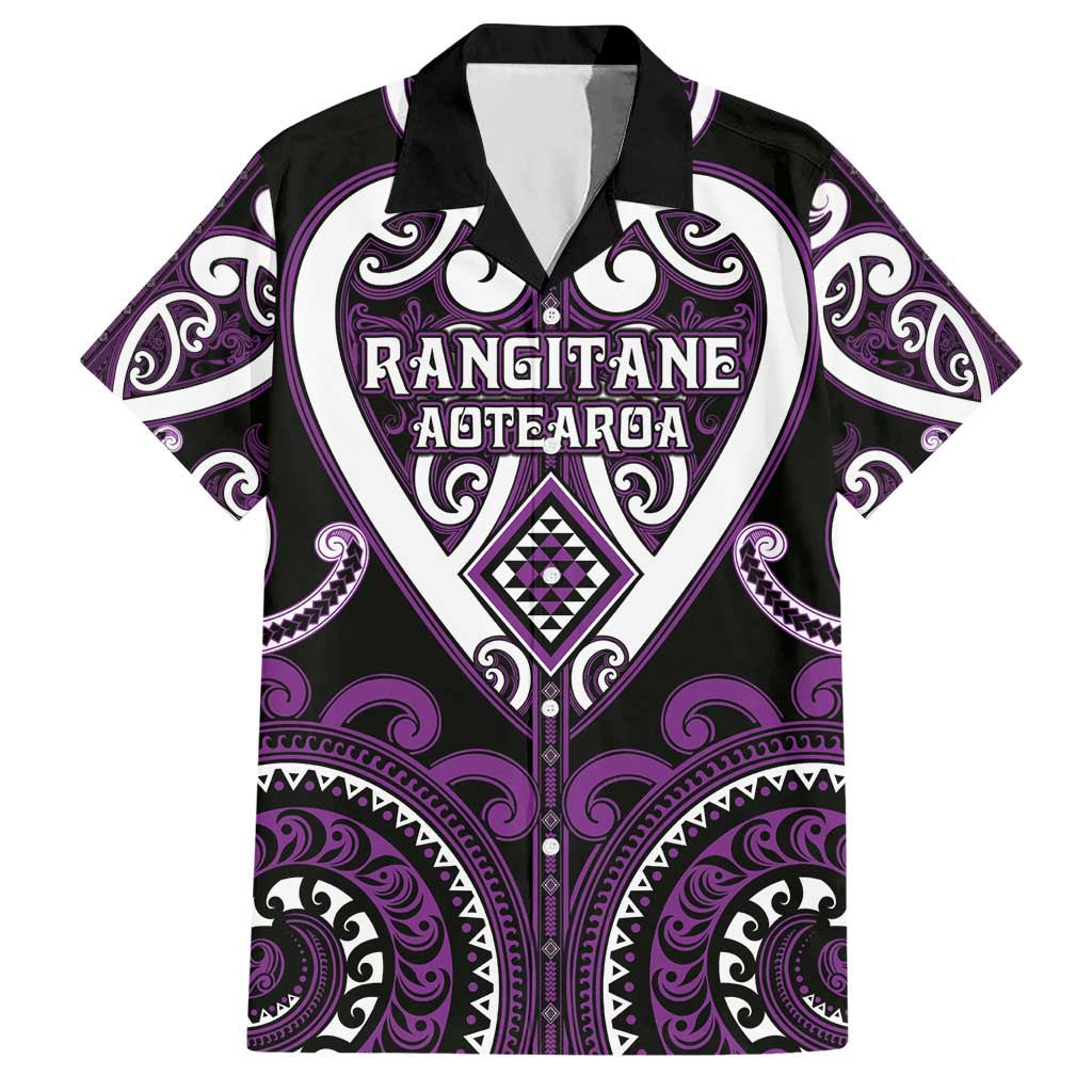 Custom Aotearoa Rangitane Hawaiian Shirt Maori Tribal Pattern LT05 Purple - Polynesian Pride