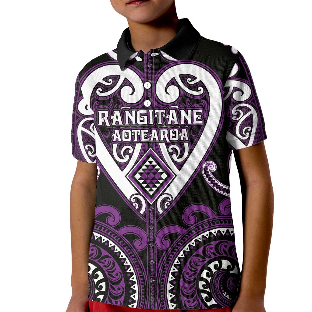 Custom Aotearoa Rangitane Kid Polo Shirt Maori Tribal Pattern
