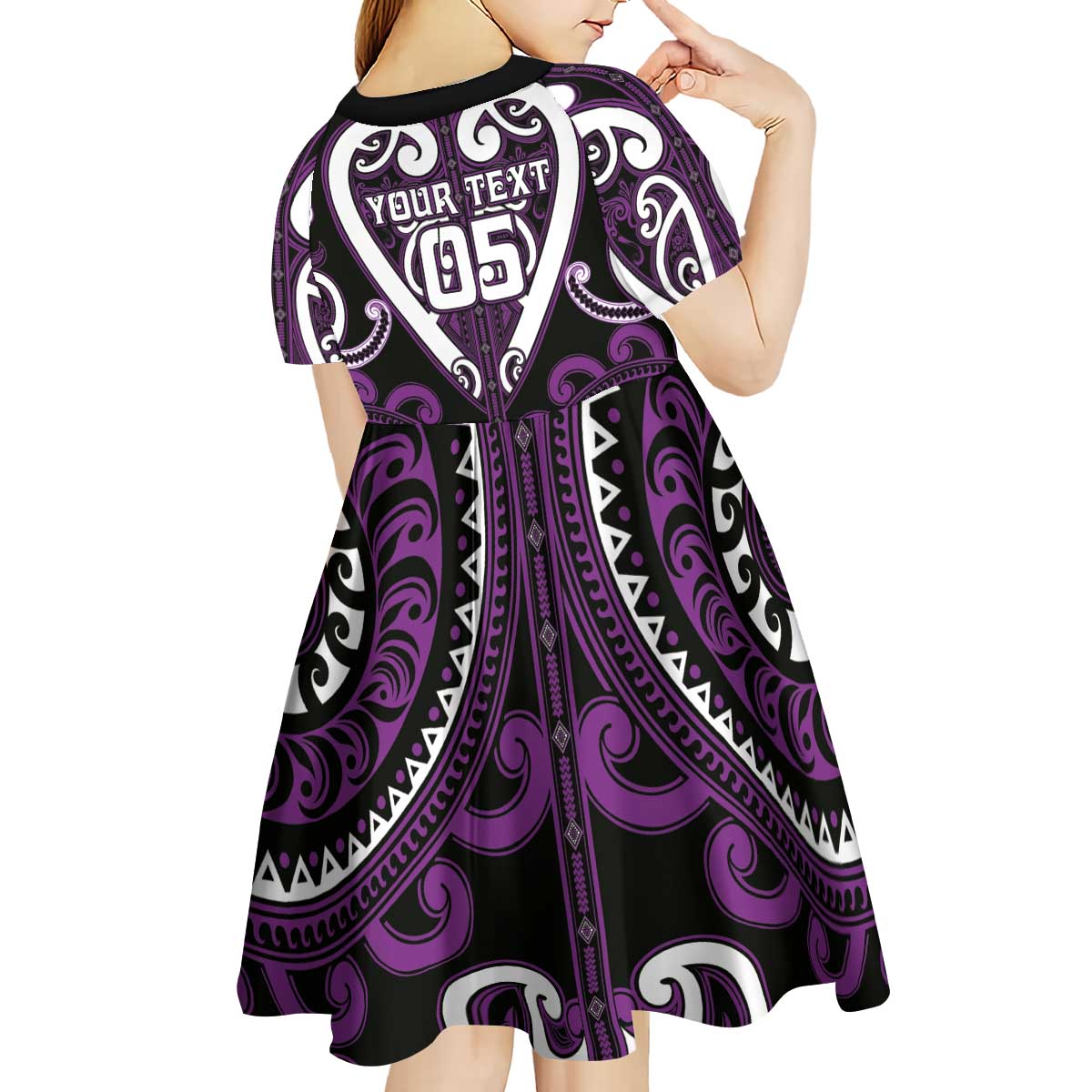 Custom Aotearoa Rangitane Kid Short Sleeve Dress Maori Tribal Pattern