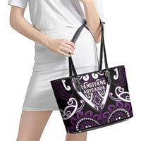 Aotearoa Rangitane Leather Tote Bag Maori Tribal Pattern