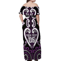 Custom Aotearoa Rangitane Off Shoulder Maxi Dress Maori Tribal Pattern
