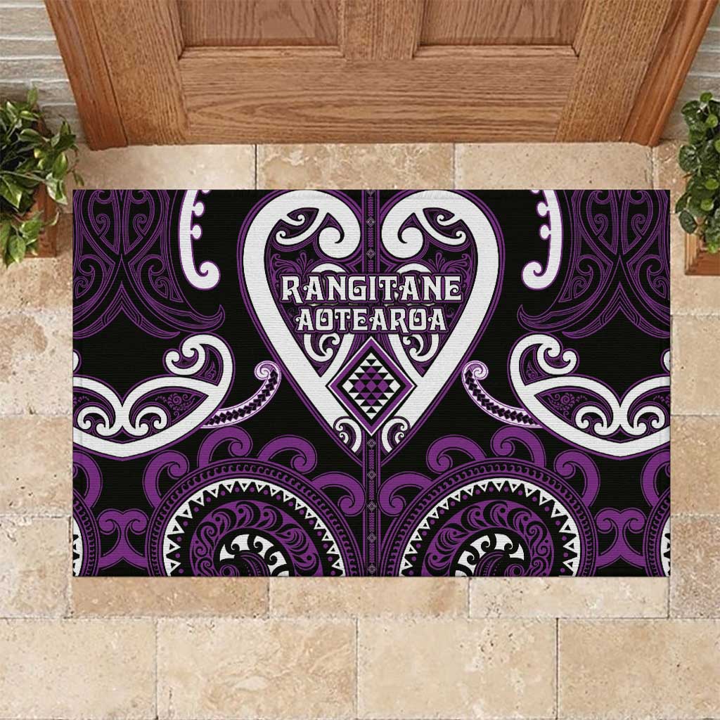 Aotearoa Rangitane Rubber Doormat Maori Tribal Pattern