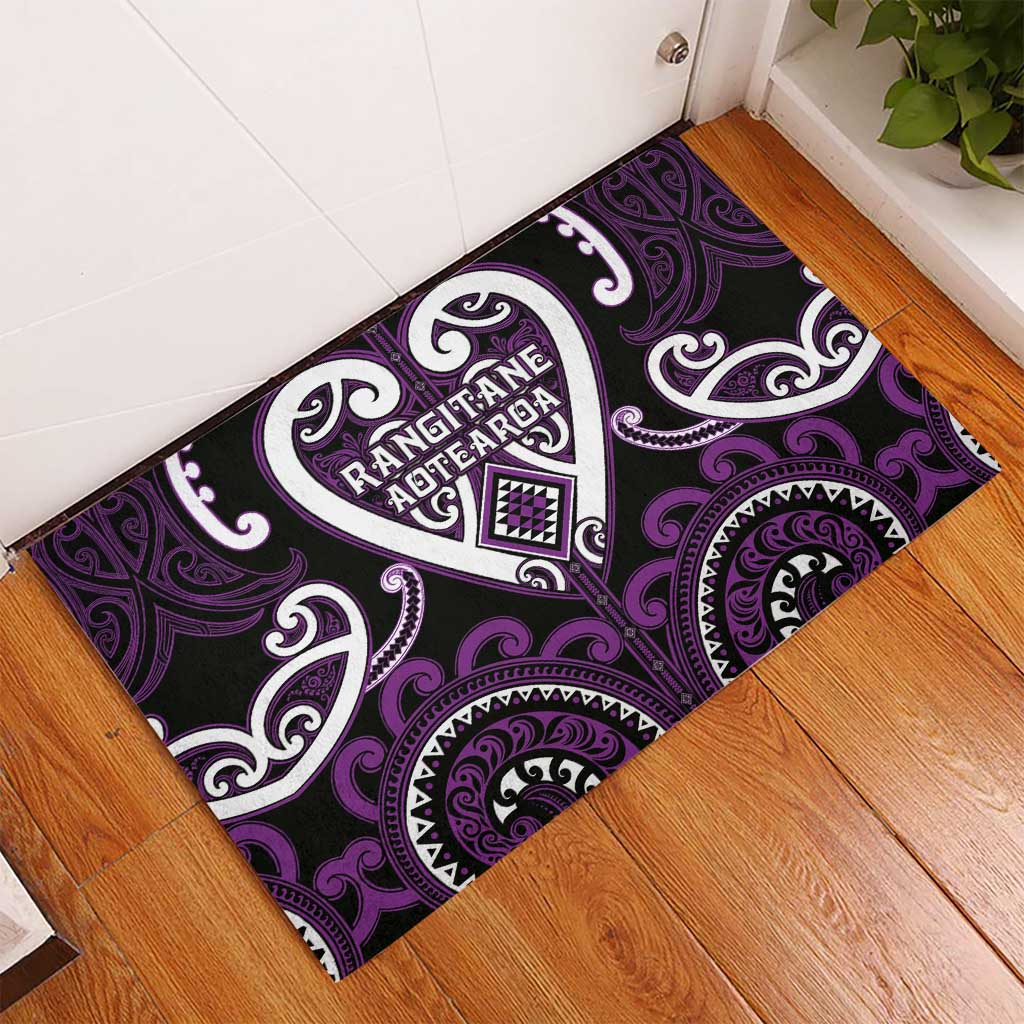 Aotearoa Rangitane Rubber Doormat Maori Tribal Pattern