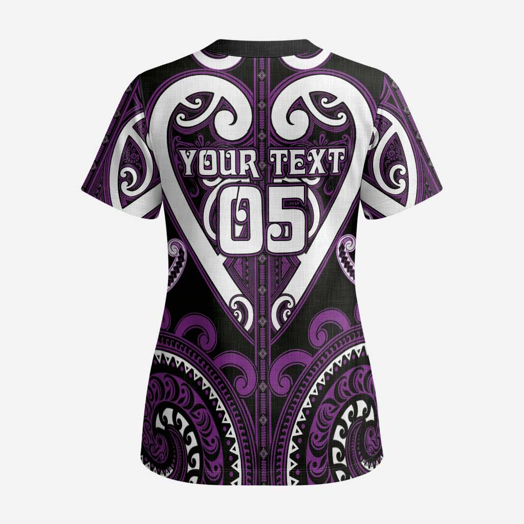 Custom Aotearoa Rangitane Scrub Top Maori Tribal Pattern - Polynesian Pride