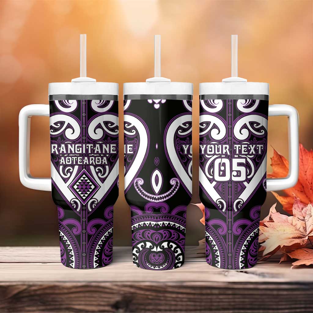Custom Aotearoa Rangitane Tumbler With Handle Maori Tribal Pattern
