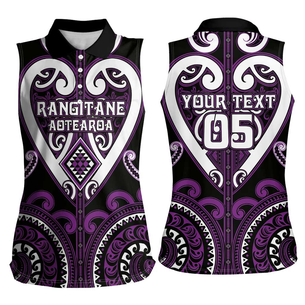 Custom Aotearoa Rangitane Women Sleeveless Polo Shirt Maori Tribal Pattern