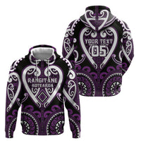 Custom Aotearoa Rangitane Zip Hoodie Maori Tribal Pattern