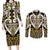 Custom Aotearoa Taranaki Couples Matching Long Sleeve Bodycon Dress and Long Sleeve Button Shirt Maori Tribal Pattern