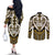 Custom Aotearoa Taranaki Couples Matching Off The Shoulder Long Sleeve Dress and Long Sleeve Button Shirt Maori Tribal Pattern
