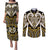 Custom Aotearoa Taranaki Couples Matching Puletasi and Long Sleeve Button Shirt Maori Tribal Pattern