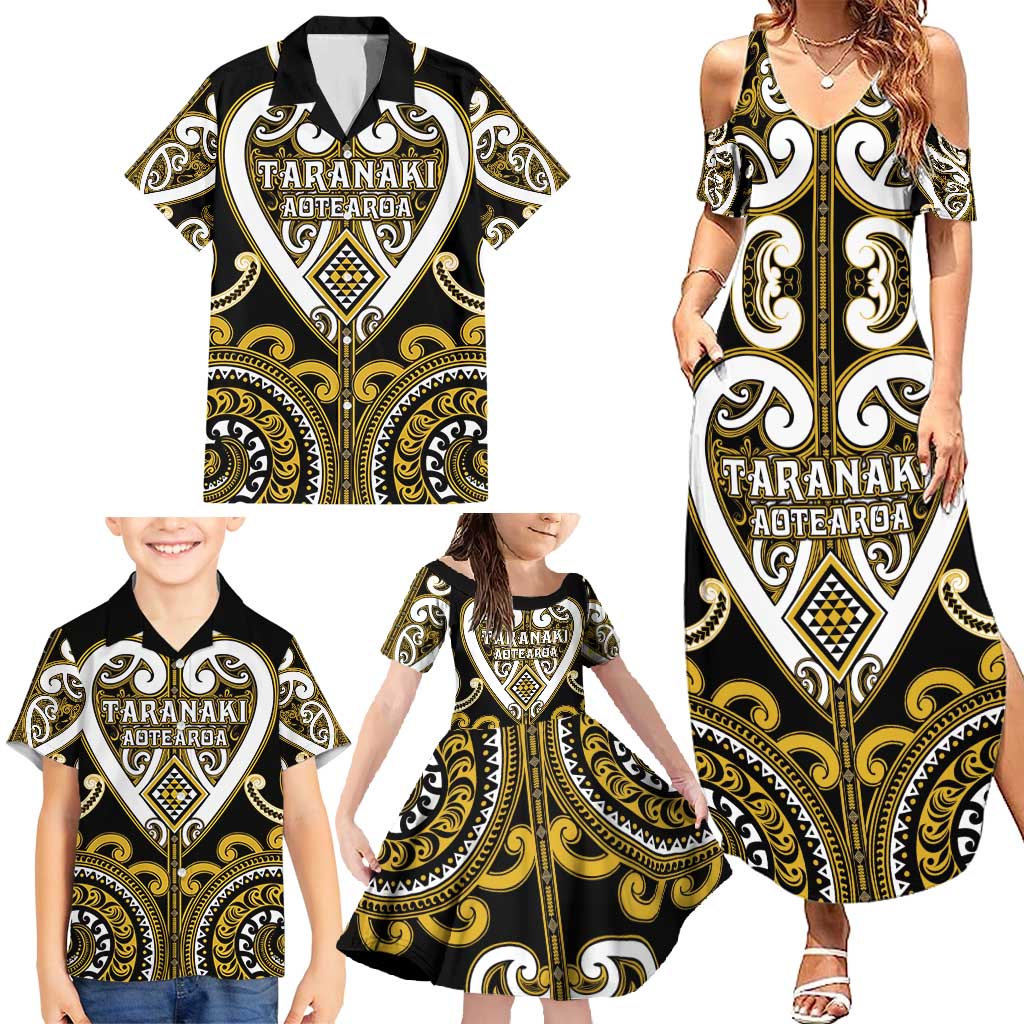 Custom Aotearoa Taranaki Family Matching Summer Maxi Dress and Hawaiian Shirt Maori Tribal Pattern