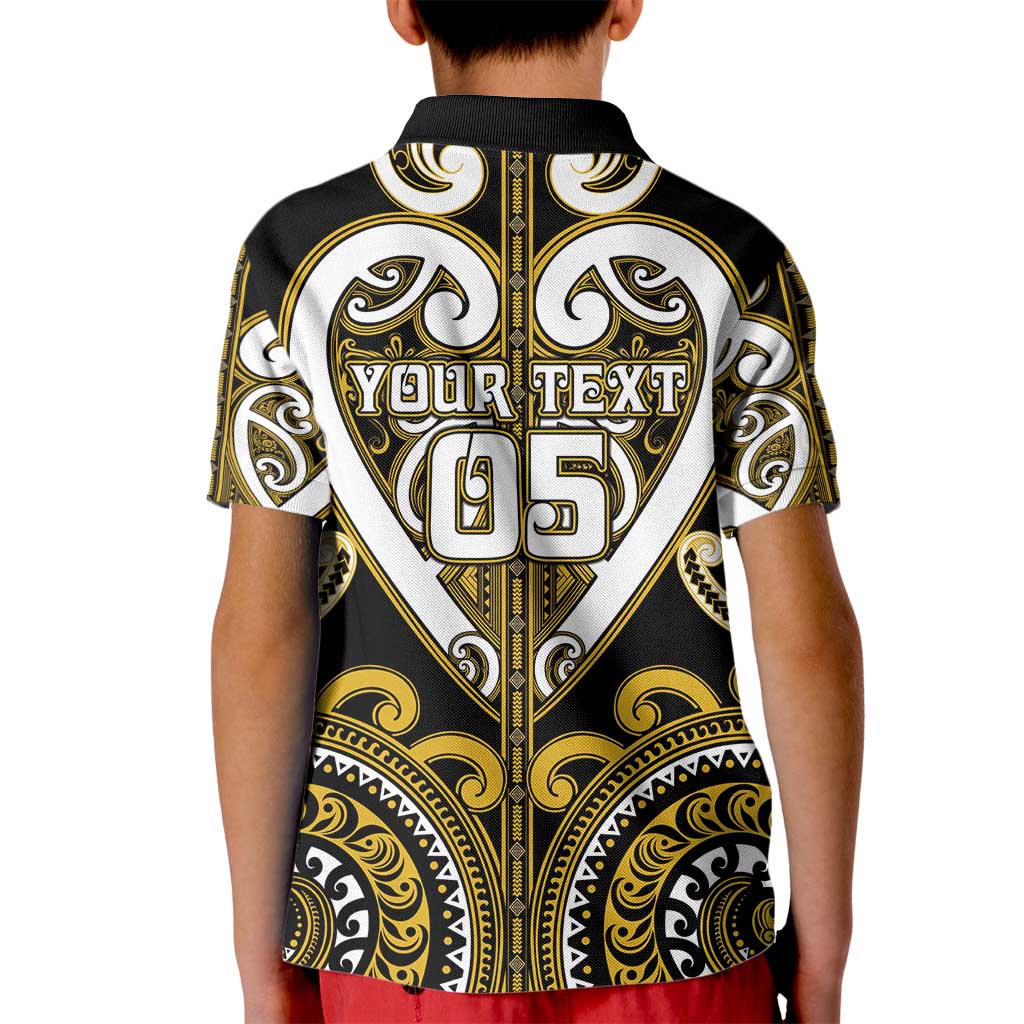 Custom Aotearoa Taranaki Kid Polo Shirt Maori Tribal Pattern