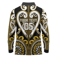 Custom Aotearoa Taranaki Long Sleeve Polo Shirt Maori Tribal Pattern