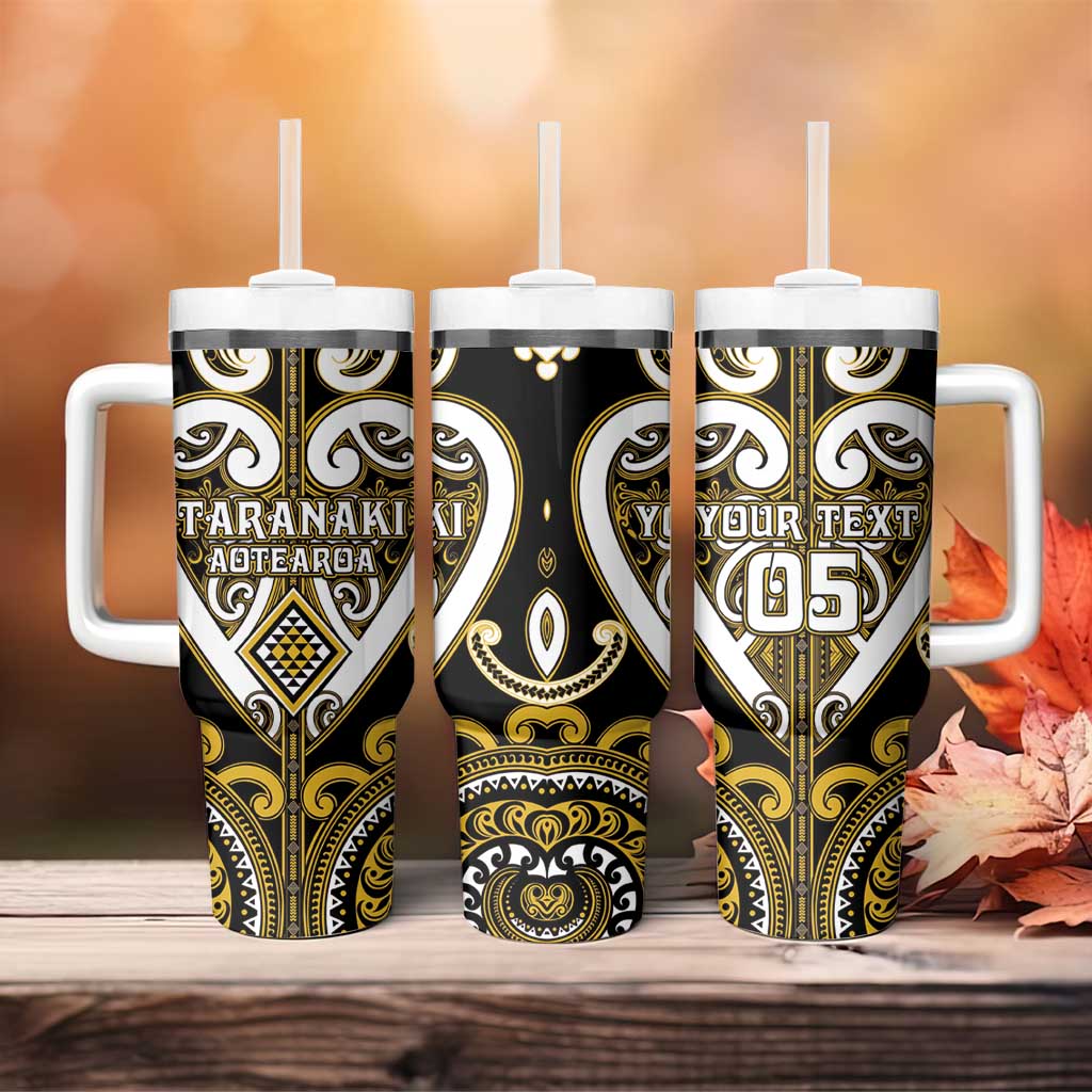 Custom Aotearoa Taranaki Tumbler With Handle Maori Tribal Pattern
