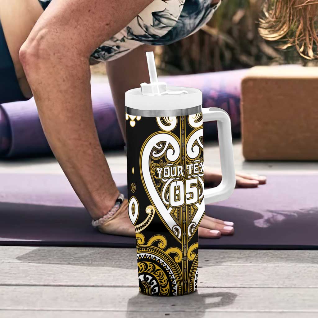 Custom Aotearoa Taranaki Tumbler With Handle Maori Tribal Pattern