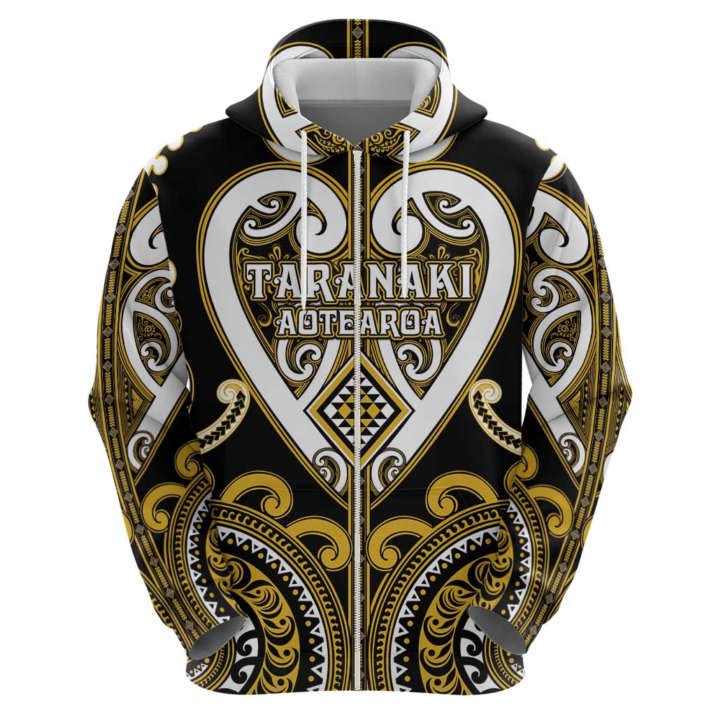Custom Aotearoa Taranaki Zip Hoodie Maori Tribal Pattern
