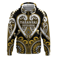 Custom Aotearoa Taranaki Zip Hoodie Maori Tribal Pattern