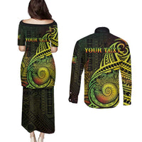 Personalised Fiji Lovoni Day Couples Matching Puletasi and Long Sleeve Button Shirt 154th Years