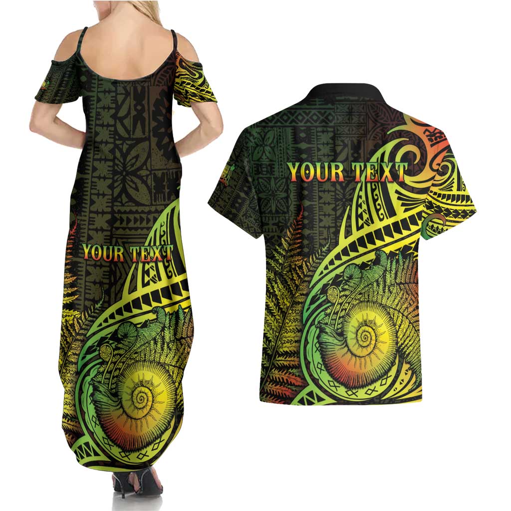 Personalised Fiji Lovoni Day Couples Matching Summer Maxi Dress and Hawaiian Shirt 154th Years