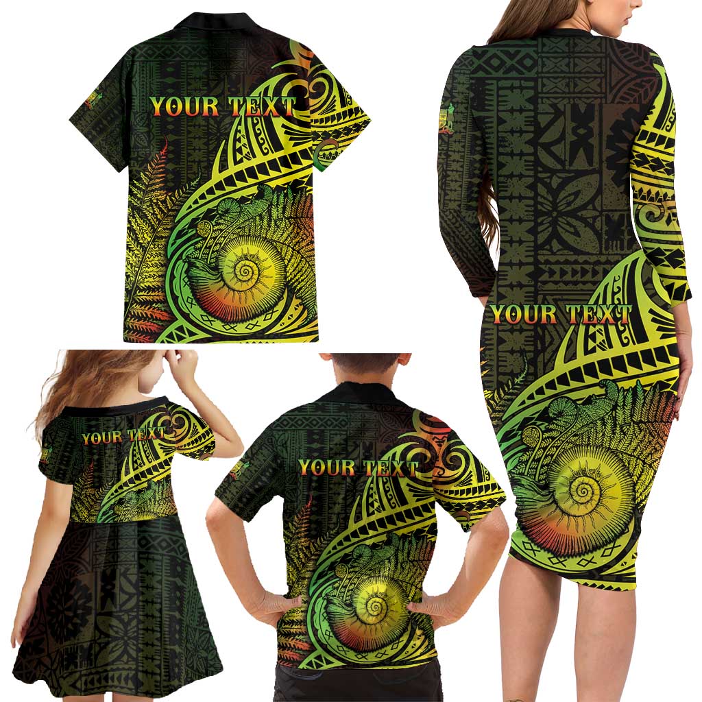 Personalised Fiji Lovoni Day Family Matching Long Sleeve Bodycon Dress and Hawaiian Shirt 154th Years