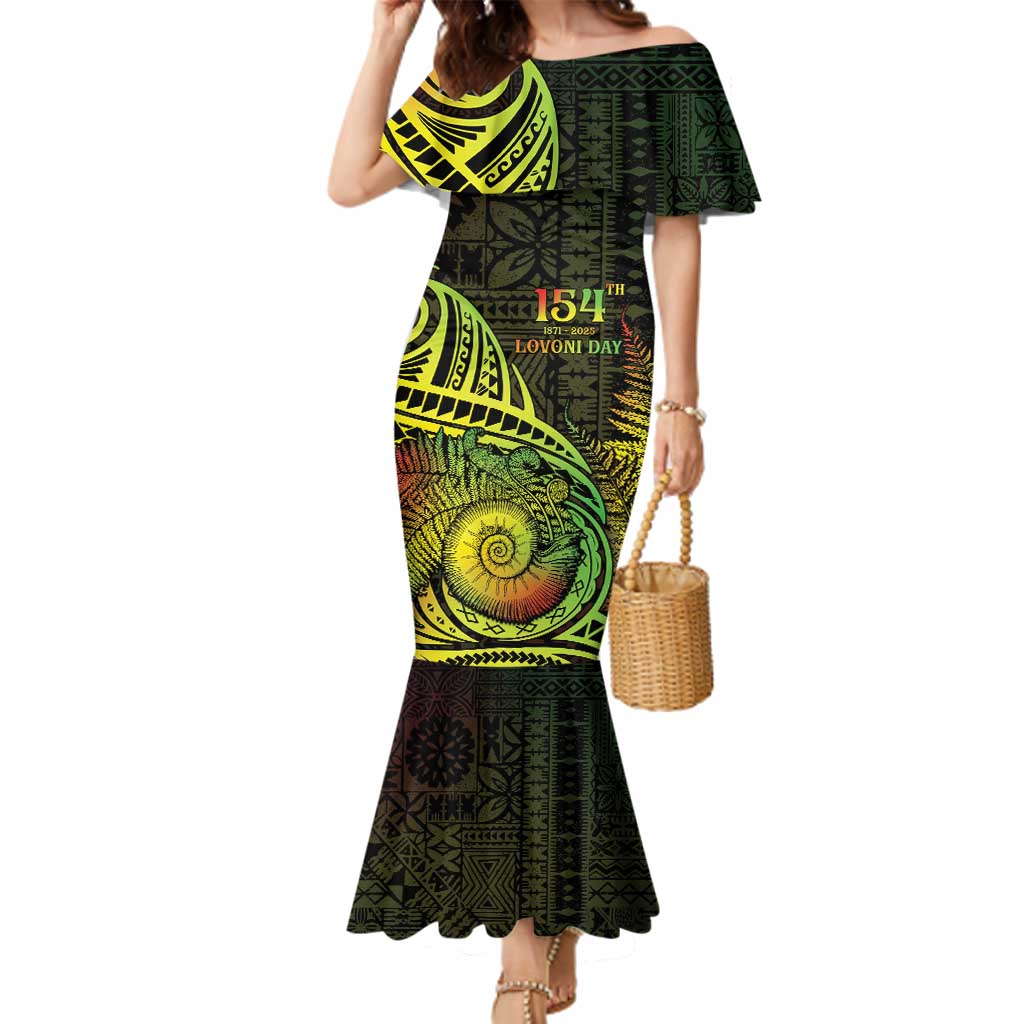 Personalised Fiji Lovoni Day Family Matching Mermaid Dress and Hawaiian Shirt 154th Years