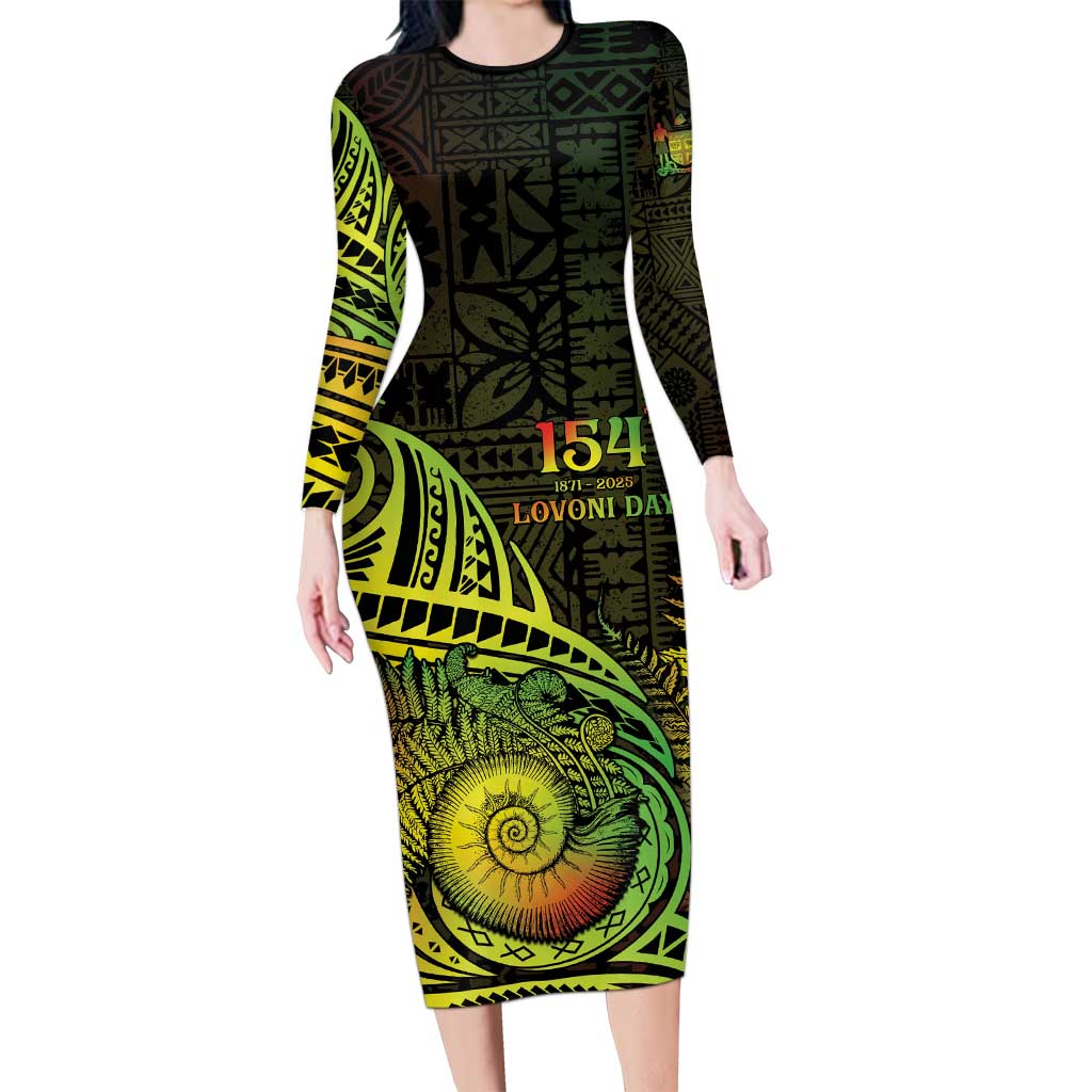 Personalised Fiji Lovoni Day Long Sleeve Bodycon Dress 154th Years