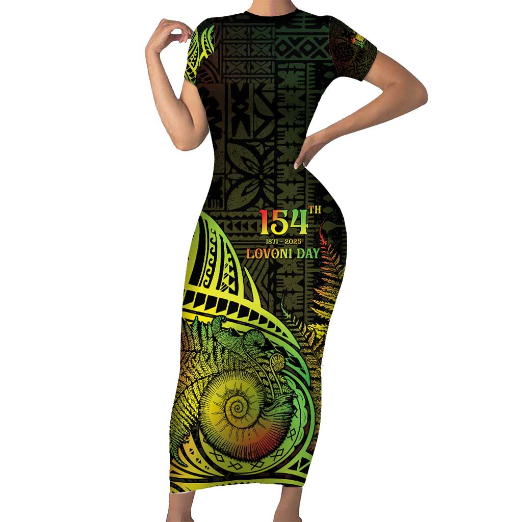 Personalised Fiji Lovoni Day Short Sleeve Bodycon Dress 154th Years