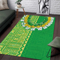 Fiji Lovoni Area Rug Fijian Tapa Salusalu Green Glitter