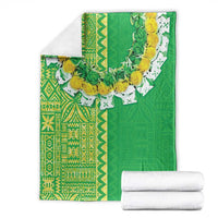 Fiji Lovoni Blanket Fijian Tapa Salusalu Green Glitter