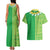 Fiji Lovoni Couples Matching Tank Maxi Dress and Hawaiian Shirt Fijian Tapa Salusalu Green Glitter