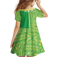 Fiji Lovoni Family Matching Long Sleeve Bodycon Dress and Hawaiian Shirt Fijian Tapa Salusalu Green Glitter