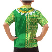 Fiji Lovoni Family Matching Mermaid Dress and Hawaiian Shirt Fijian Tapa Salusalu Green Glitter