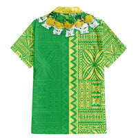 Fiji Lovoni Family Matching Mermaid Dress and Hawaiian Shirt Fijian Tapa Salusalu Green Glitter