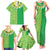 Fiji Lovoni Family Matching Tank Maxi Dress and Hawaiian Shirt Fijian Tapa Salusalu Green Glitter