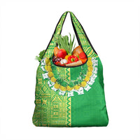 Fiji Lovoni Grocery Bag Fijian Tapa Salusalu Green Glitter