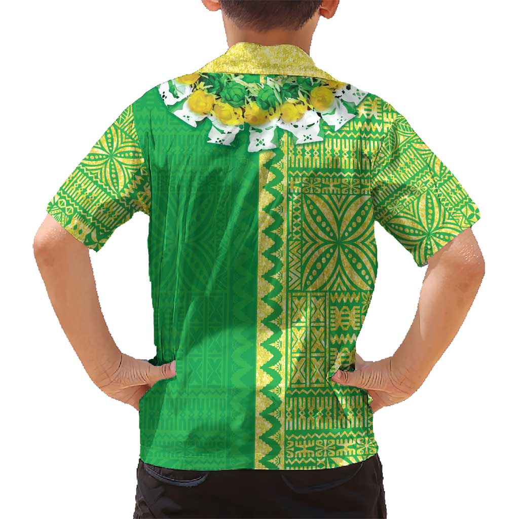 Fiji Lovoni Hawaiian Shirt Fijian Tapa Salusalu Green Glitter