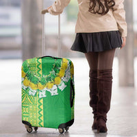 Fiji Lovoni Luggage Cover Fijian Tapa Salusalu Green Glitter
