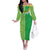 Fiji Lovoni Off The Shoulder Long Sleeve Dress Fijian Tapa Salusalu Green Glitter