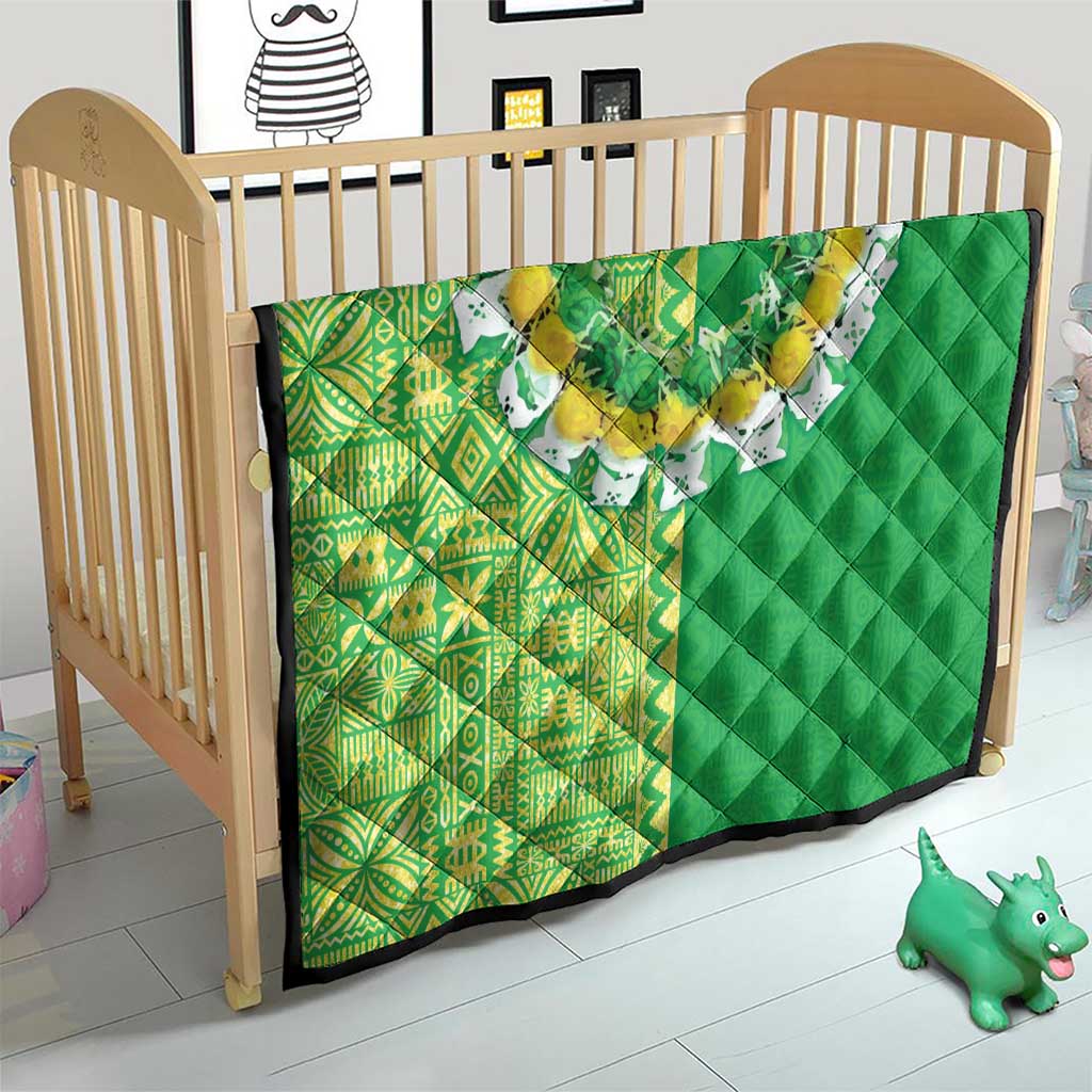 Fiji Lovoni Quilt Fijian Tapa Salusalu Green Glitter