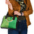 Fiji Lovoni Shoulder Handbag Fijian Tapa Salusalu Green Glitter
