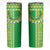 Fiji Lovoni Skinny Tumbler Fijian Tapa Salusalu Green Glitter
