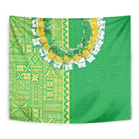 Fiji Lovoni Tapestry Fijian Tapa Salusalu Green Glitter