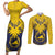 Tokelau Tokehega Day Couples Matching Short Sleeve Bodycon Dress and Long Sleeve Button Shirt National Badge Special Style - Polynesian Pride