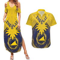 Tokelau Tokehega Day Couples Matching Summer Maxi Dress and Hawaiian Shirt National Badge Special Style - Polynesian Pride