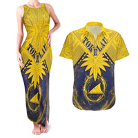 Tokelau Tokehega Day Couples Matching Tank Maxi Dress and Hawaiian Shirt National Badge Special Style - Polynesian Pride